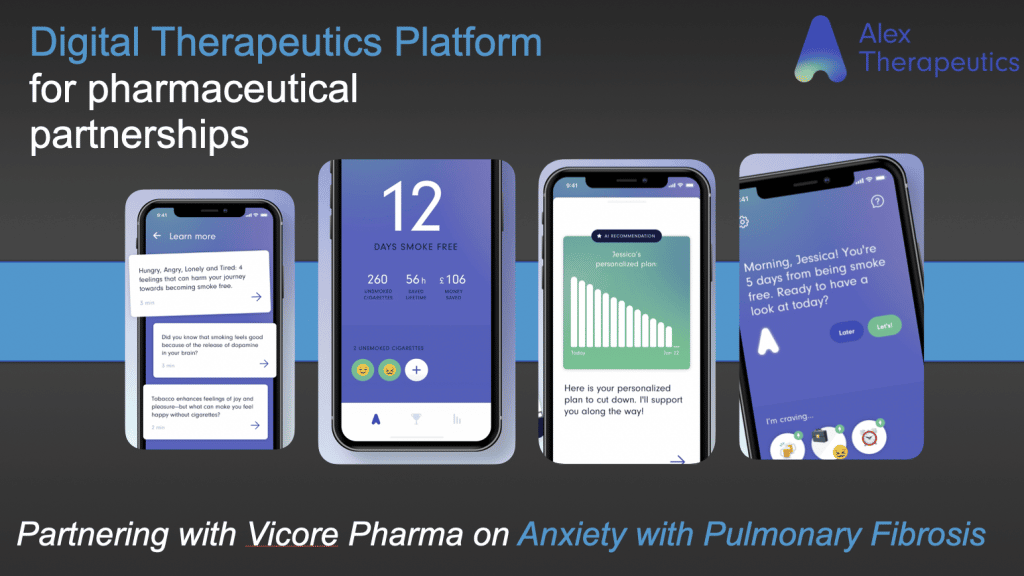 Alex Therapeutics has also partnered with Vicore Pharma to address the anxiety associated with having a disease like pulmonary Fibrosis from the update article by Michael Ferro and fellow author Robin Farmanfarmaian